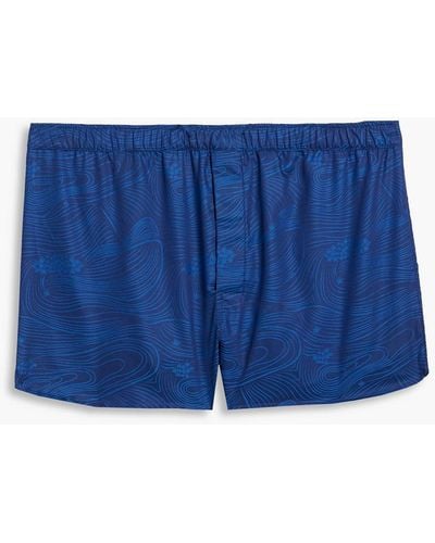 Derek Rose Paris Cotton-jacquard Boxer Shorts - Blue