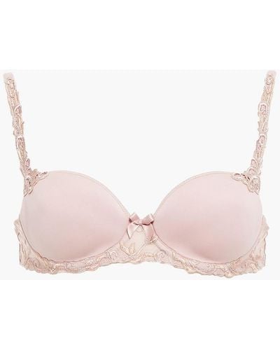 Simone Perele Embroidered Tulle And Stretch-jersey Underwired Bra - Pink