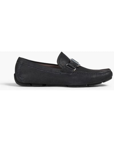 Ferragamo Embellished Textured-leather Loafers - Black