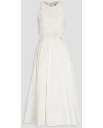 Aje. New Catara Embellished Cotton Midi Dress - White