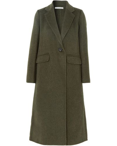Vince Brushed Wool-blend Felt Coat Dark Green
