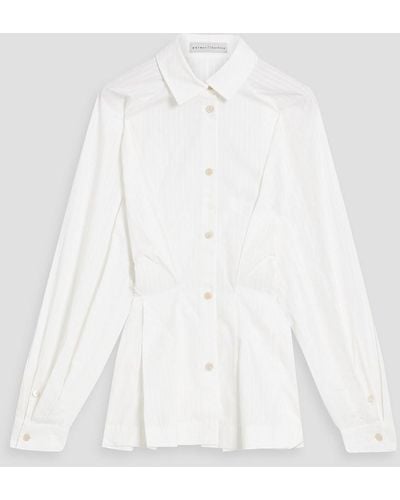 Palmer//Harding Precision Striped Cotton-jacquard Peplum Shirt - White