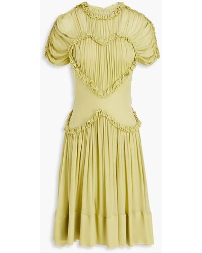 Victoria Beckham Ruffled Crepe Dress - Yellow