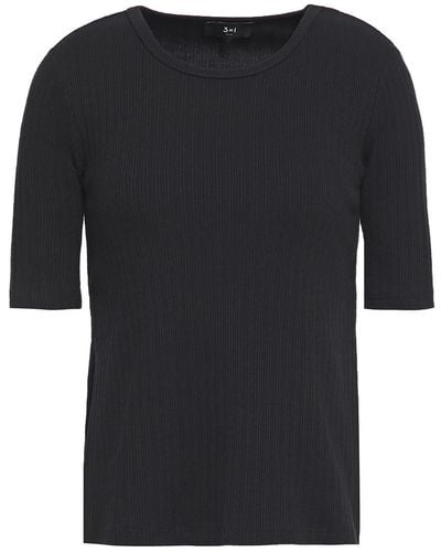 3x1 Ribbed Jersey T-shirt - Black