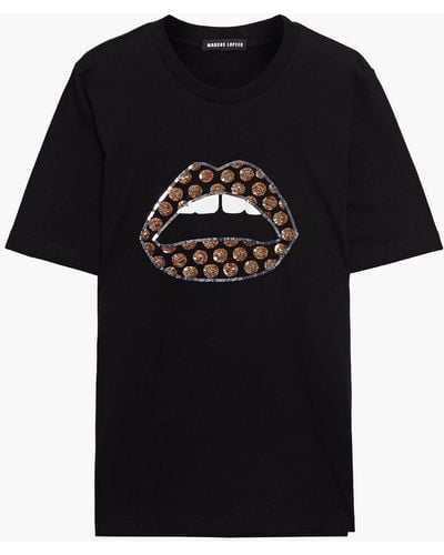 Markus Lupfer Alex Embellished Printed Cotton-jersey T-shirt - Black