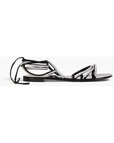 Alexandre Vauthier Roll 10 Crystal-embellished Suede Sandals - Black