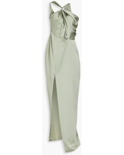 Rasario Ring-embellished Cutout Twisted Satin-crepe Gown - Green