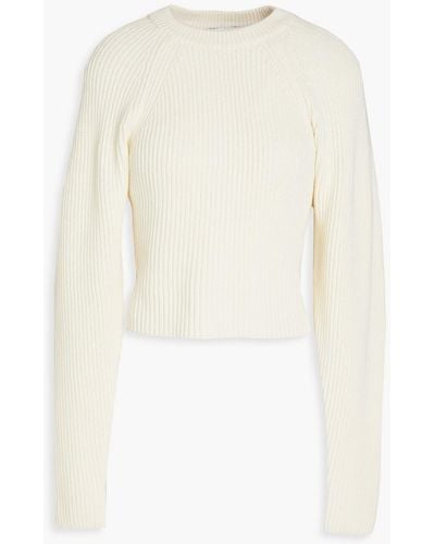LVIR Cutout Ribbed Cotton Sweater - White