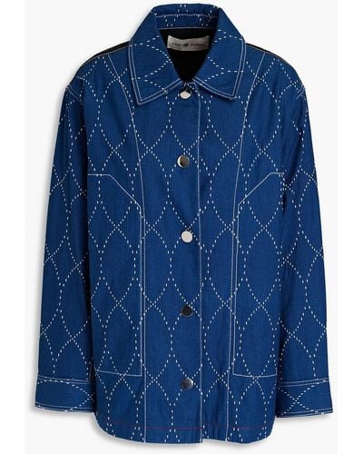 Tory Burch Quilted Cotton Jacket - Blue