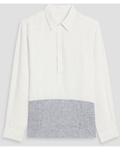 120% Lino Zweifarbiges hemd aus leinen - Weiß