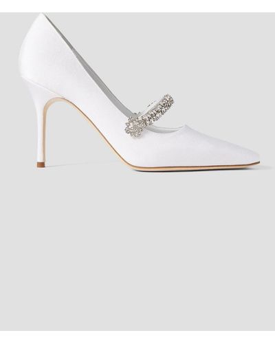 Manolo Blahnik Kanemba 90 Crystal-embellished Faille Court Shoes - White