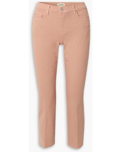 L'Agence Sada Frayed Cropped High-rise Slim-leg Jeans - Pink
