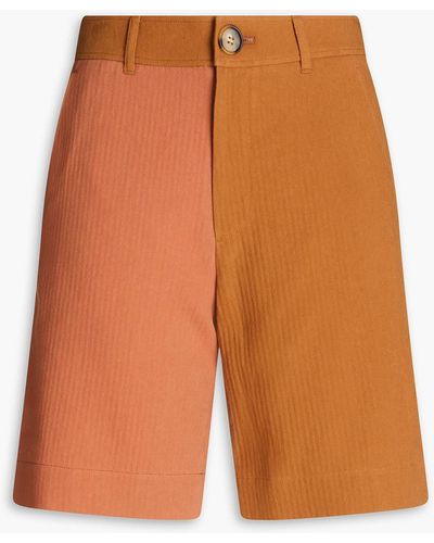 Rejina Pyo Marley Two-tone Cotton-twill Shorts - Orange