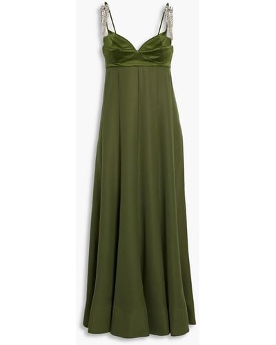 3.1 Phillip Lim Crystal-embellished Flared Satin Maxi Dress - Green