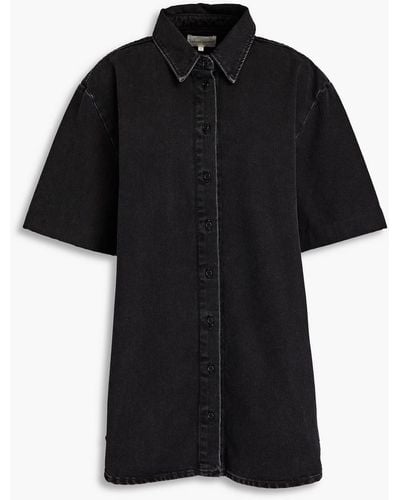 Loulou Studio Sant Denim Mini Shirt Dress - Black