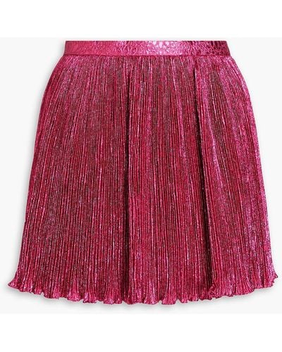 RED Valentino Metallic Plissé-jacquard Mini Skirt - Red