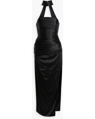 Nicholas Blane Ruched Silk Midi Dress - Black
