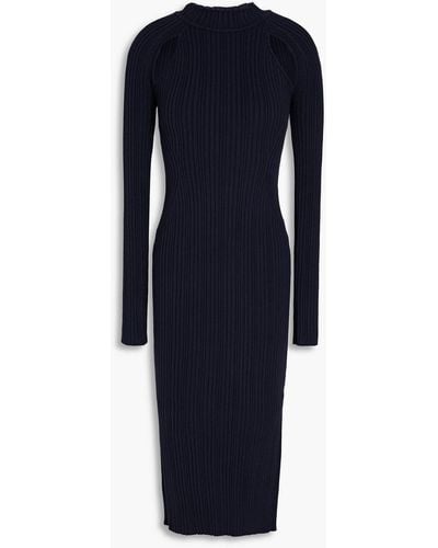 LVIR Cutout Ribbed-knit Midi Dress - Blue