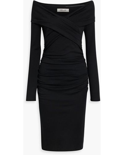 Diane von Furstenberg Minx Off-the-shoulder Wool-blend Jersey Dress - Black