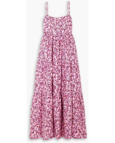 Matteau Tiered Floral-print Organic Cotton-poplin Maxi Dress - Pink