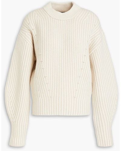 JOSEPH Striped Merino Wool-blend Sweater - White