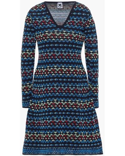 M Missoni Metallic Crochet-knit Mini Dress - Blue