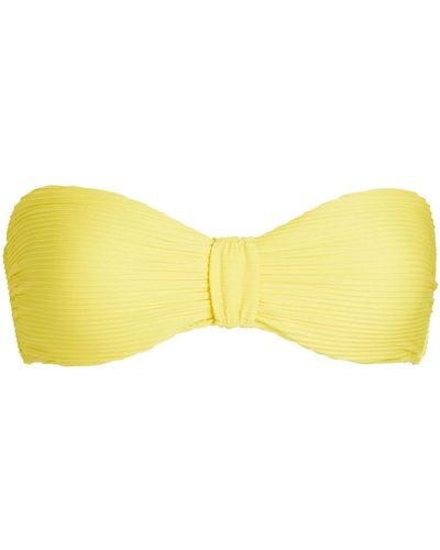 Heidi Klein Ribbed Bandeau Bikini Top - Yellow