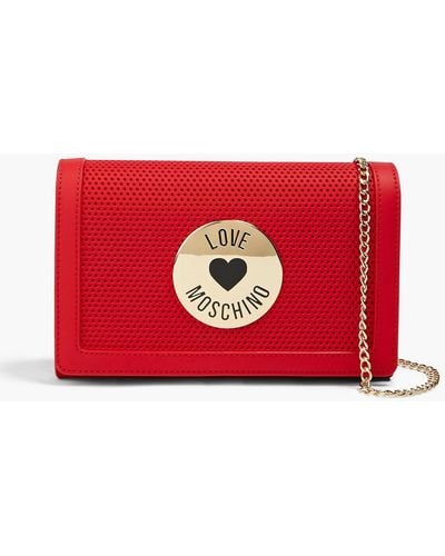 Love Moschino Perforated Faux Leather Shoulder Bag - Red