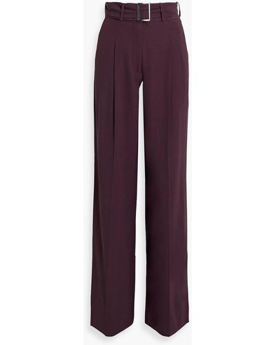 Fabiana Filippi Belted Pleated Wool-blend Twill Straight-leg Pants - Purple