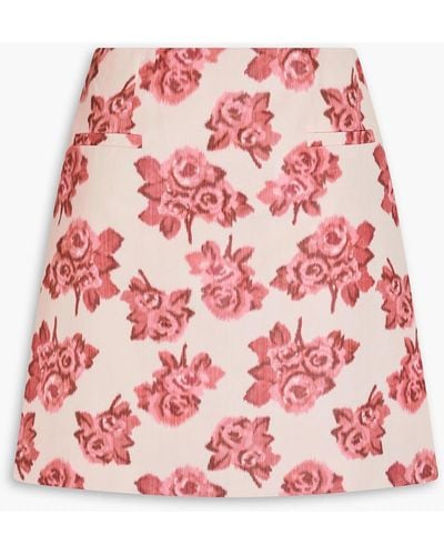 Emilia Wickstead Floral-print Taffeta Mini Skirt - Red