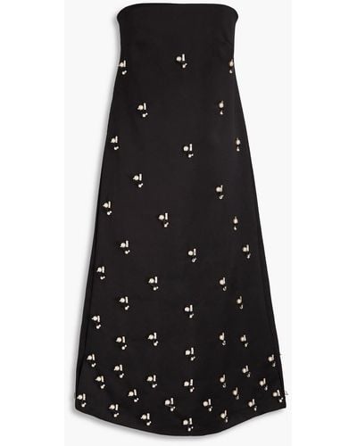 Emilia Wickstead Strapless Embellished Satin Midi Dress - Black