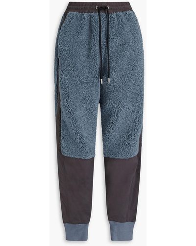 JW Anderson Faux Shearling-paneled Cotton-blend Track Trousers - Blue