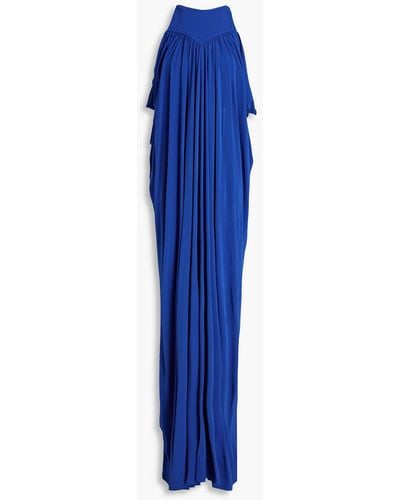 Alberta Ferretti Gathered Ponte Maxi Dress - Blue
