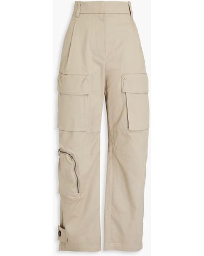 Brunello Cucinelli Bead-embellished Stretch-cotton Twill Cargo Pants - Natural