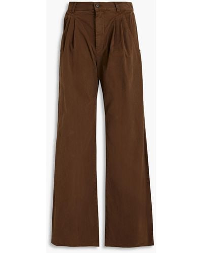Nili Lotan Cotton-blend Moleskin Wide-leg Trousers - Brown