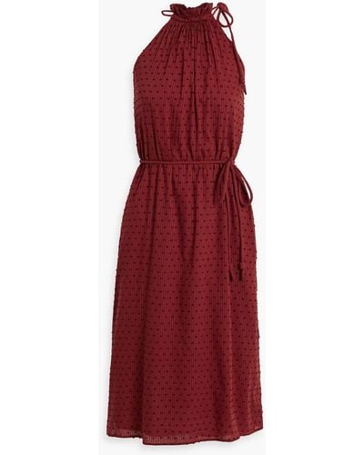 Joie Striped Fil Coupé Cotton-jacquard Dress - Red