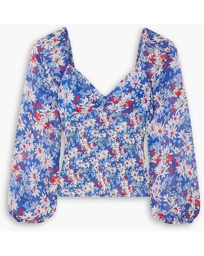 RIXO London Bridgette Floral-print Georgette Blouse - Blue