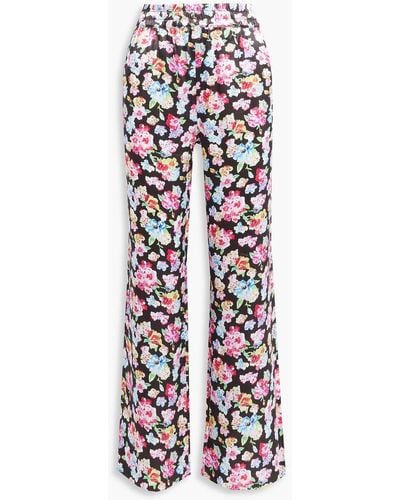 Ganni Floral-print Satin Pajama Pants - Multicolor