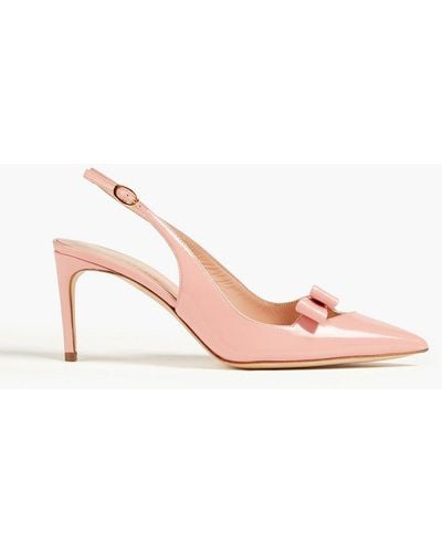 Rupert Sanderson Mariposa Cutout Bow-detailed Patent-leather Slingback Court Shoes - Pink