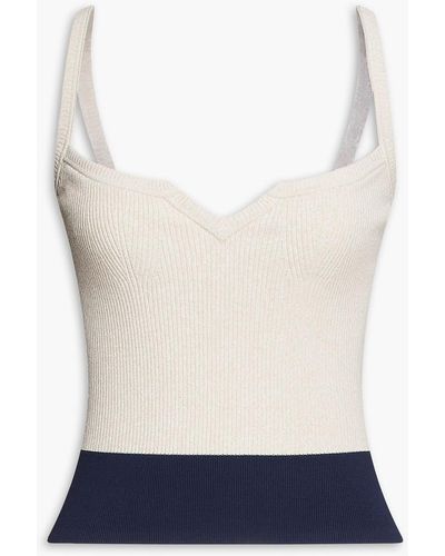 Claudie Pierlot Two-tone Ribbed-knit Top - Natural