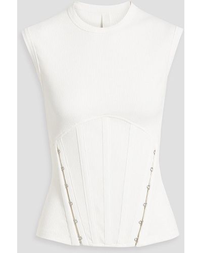 Dion Lee Hook-detailed Ribbed Cotton-blend Jersey Tank - White