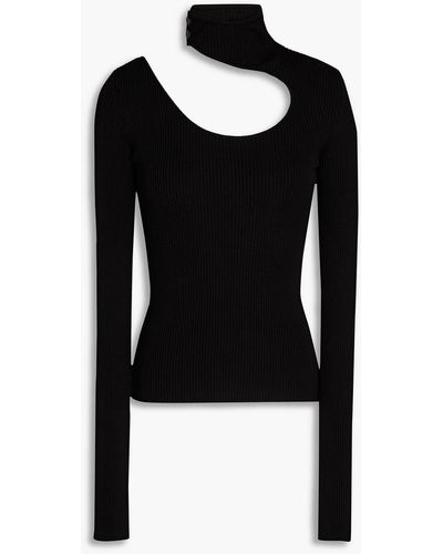 Petar Petrov Cutout Ribbed Turtleneck Sweater - Black