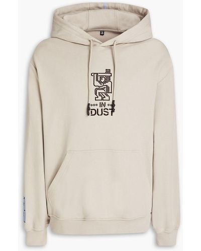 McQ Embroidered Printed French Cotton-terry Hoodie - Natural