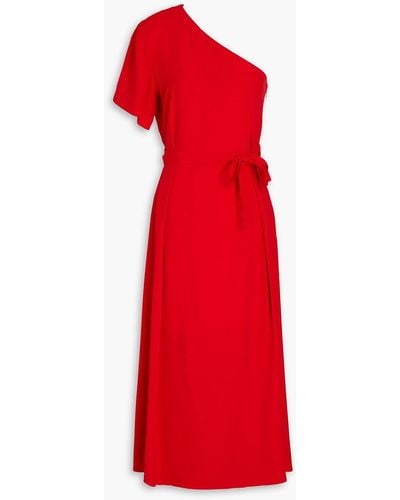 Claudie Pierlot One-shoulder Cutout Crepe De Chine Midi Dress - Red