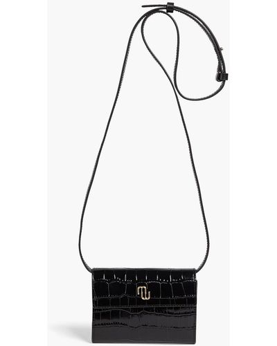 Maje Glossed Croc-effect Leather Shoulder Bag - White