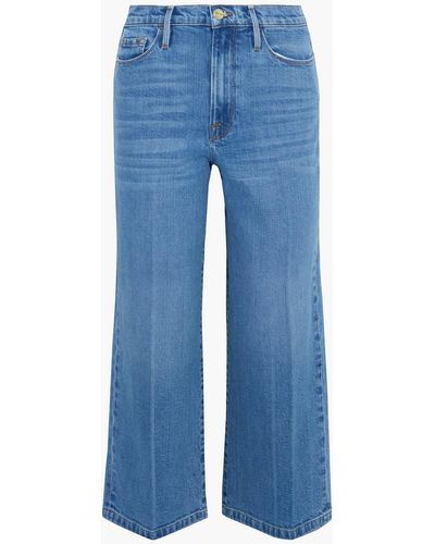 FRAME Ali Wide Crop High-rise Wide-leg Jeans - Blue
