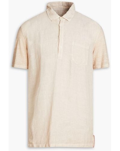 120% Lino Jersey-paneled Slub Linen Shirt - Natural