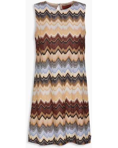 Missoni Metallic Crochet-knit Mini Dress - Brown