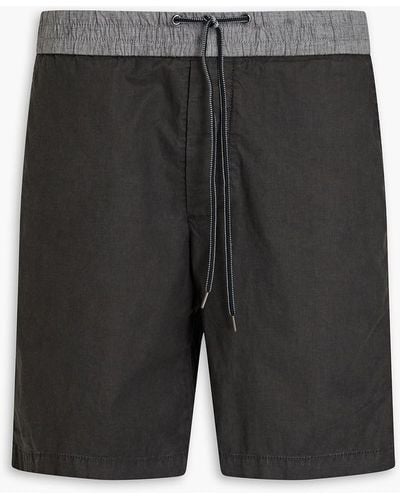James Perse Two-tone Stretch-cotton Poplin Shorts - Grey