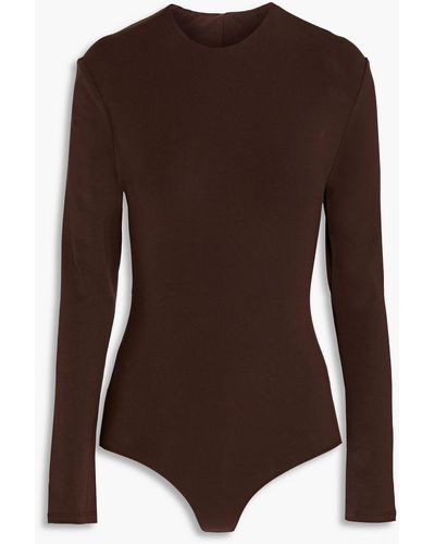 Paris Georgia Basics Open-back Stretch-tm Jersey Bodysuit - Brown